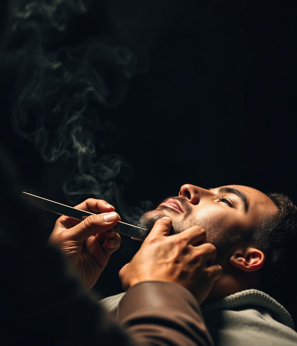 Hot towel straight razor shave